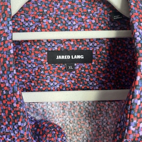 NWT Jared Lang Shaped Fit Button Down Shirt Men's XL Purple Red Long Sleeve - Picture 3 of 6